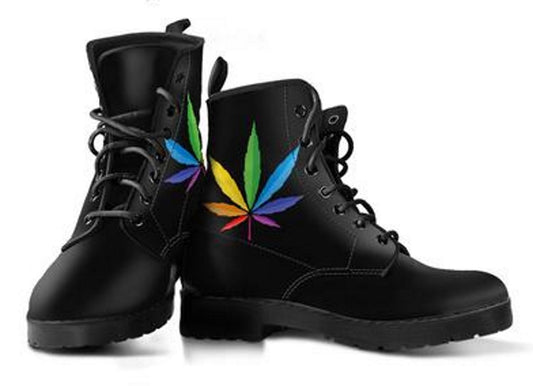 Cannabis Pride Vegan Leather Combat Boots